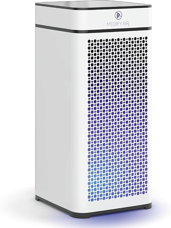 Medify MA-40 UV Light Air Purifier with HEPA Filter | 1,793 ft2 Coverage in 1hr for Wildfires Smoke, Odors, Pollen, Pets | Quiet Removal to 0.3 Microns | White, 1-Pack