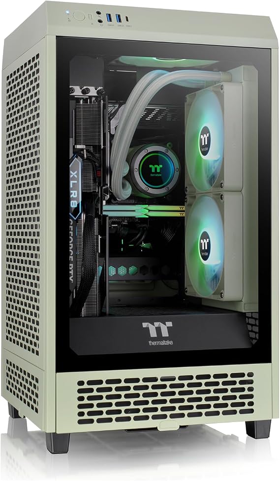 Thermaltake The Tower 200 Matcha Green Large Vertical Graphics Card Support Mini Tower Mini-ITX PC Case CA-1X9-00SEWN-00 CS8769