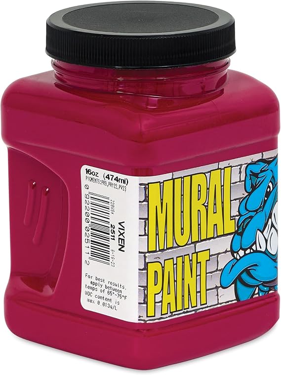 Chroma Acrylic Mural Paint for Interior and Exterior Murals - Lightfast, Mixable, Hard-Wearing Vibrant Pigment, 16 oz Vixen (2511)