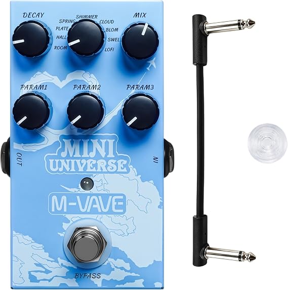 M-VAVE MINI-UNIVERSE Mini Reverb Guitar Effects Pedal,Digital Reverb Pedal with 9 Modes,True Bypass, Supply-Perfect Mini Reverb with Footswitch Topper&Audio Cable (MINI-UNIVERSE Blue)