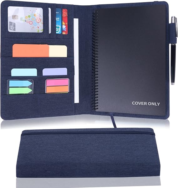 Executive Size Notebook Cover for Rocketbook A5 8.8"x6" Inch, Waterproof Portfolio Organizer with Pen Loop Holder & Card Slots, Protective Case for Journals - Business Travel & Office Use (Blue)