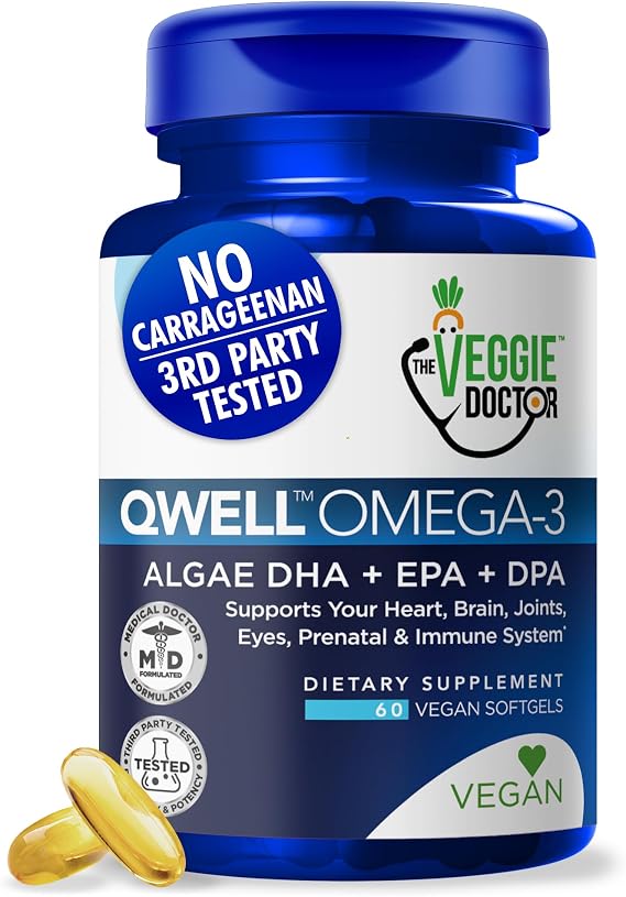 Vegan Omega 3 Supplement Algae Omega 3 with DHA EPA DPA Vegan Capsules from Algal Fish Oil Alternative Plant-Based Algae Oil Formula Non-GMO, Carrageenan-Free, High Strength