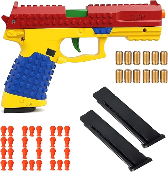 Dreamplay DIY Building Blocks Automatic Pull Back Action Platebase Compatible with Legos Shooting Games Education Model Gifts (Red)