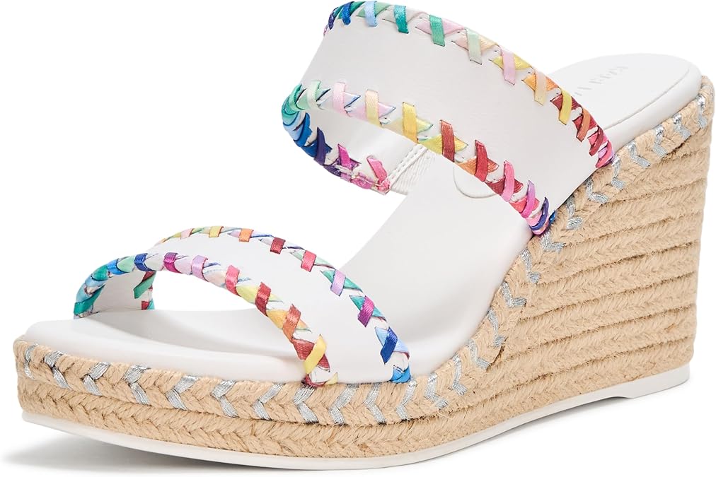 KARL LAGERFELD Women's Carcel Double Strap Espadrille Wedge Sandal