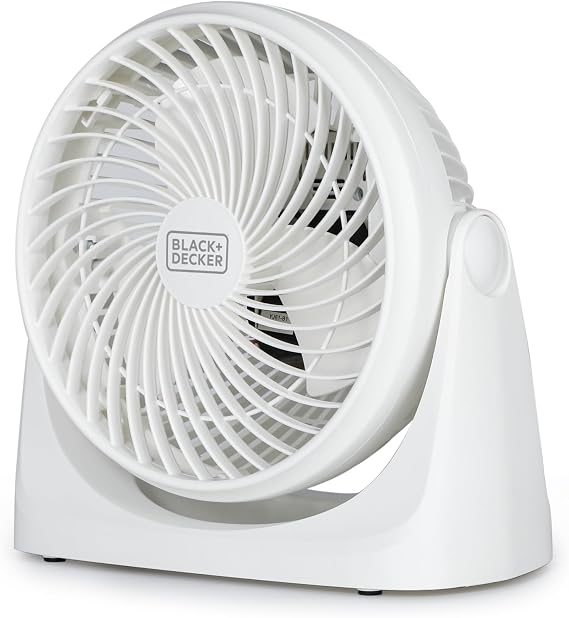 BLACK+DECKER 7-Inch Portable Turbo Fan, 3-Speed Settings, BFTU107W, White
