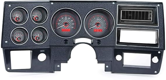Dakota Digital 73-87 Chevy Truck VHX System, Carbon Fiber Face - Red Display