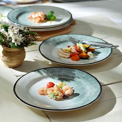10.8 Melamine Dinnerware Set, 6 Pcs Dinner Plates with Lipped Edges, Unbreakable Serving Dishes for Indoor & Outdoor, Dishwasher Safe Plastic Plates, Lightweight for Party