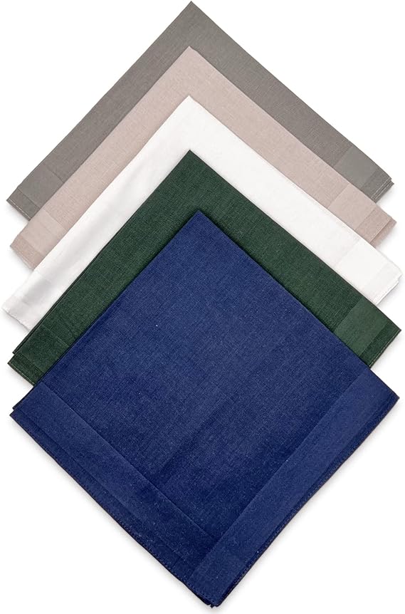 GBS Men's Cotton Handkerchiefs in Solid Assorted Color with Stripe