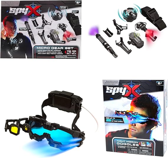 SpyX / Micro Gear Set + Night Mission Goggles - 4 Must-Have Tools Attached to an Adjustable Belt + LED Light Beams Glasses! Jr Agent Favorite & Perfect for Your Spy Gear Collection!