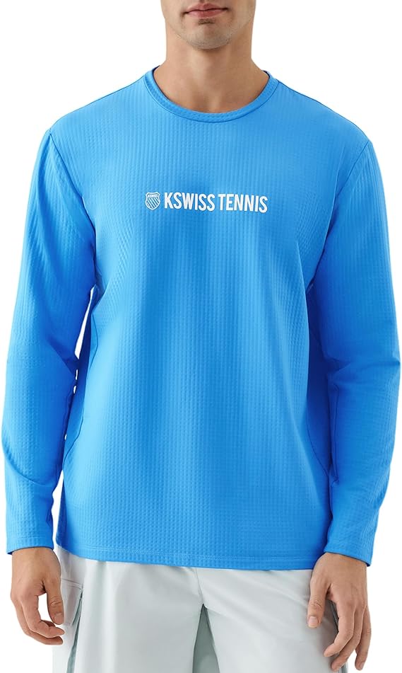 K-Swiss Men's Long Sleeve Pullover - Crew Neck Sweatshirt Casual Lightweight Workout Shirt