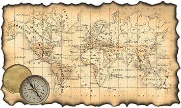 Ancient World Map Poster Antique Style Travel Illustration Cool Wall Art Print Poster 36x24