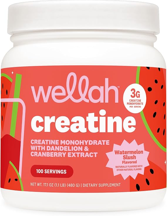 Wellah Creatine for Women (Watermelon Slush) 100 Servings, 3g Per Serving | Creatine Monohydrate with Dandelion & Cranberry Extract