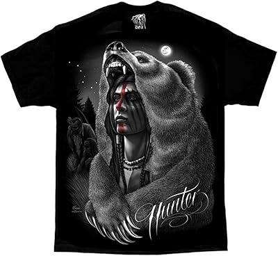 Hunter Moon Bear Native American Indian David Gonzales DGA Art T Shirt X-Large Black