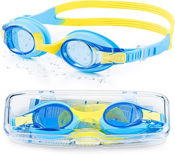 Portzon Unisex-Child Swim Goggles, Anti Fog No Leaking Clear Vision Water Pool Swimming Goggles