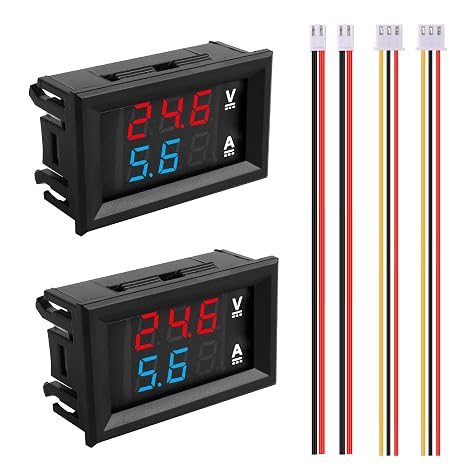 0.28" Volt Meter, DC 0-100V 10A Digital Voltmeter Ammeter Dual 3 Bits LED Display with Connect Wires Mini Ammeter Voltmeter for Electronic Circuit Experiments Cars RV Solar Energy