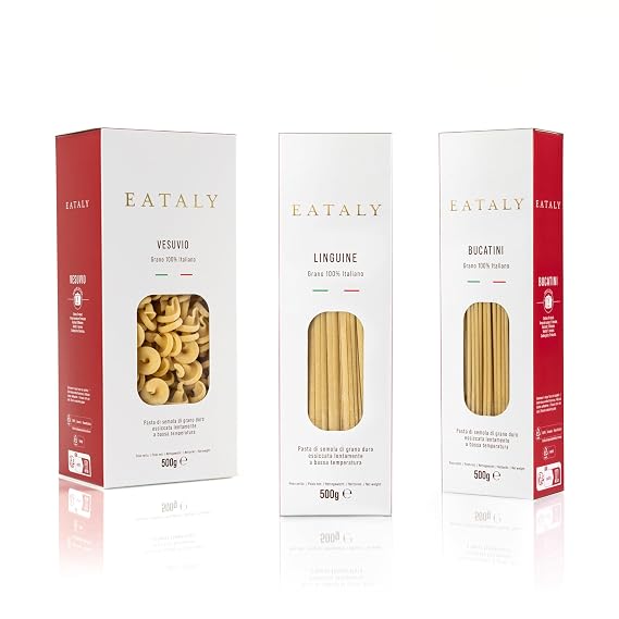 Eataly Chef's Choice Trio Pasta Bundle Pack- Linguine, Vesuvio & Bucatini- 3-500g (17 oz.) Boxes- 1 Each