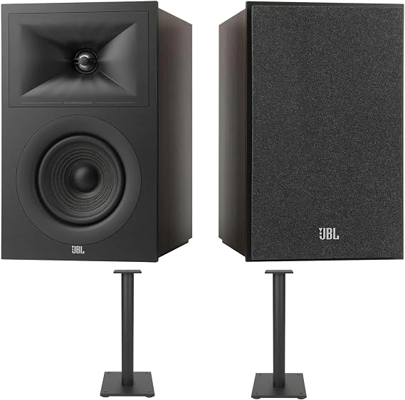 JBL STAGE-250B-BLACK 2-Way 5.25" Bookshelf Loudspeakers with Stage-FS-BLK Floorstands (2025)