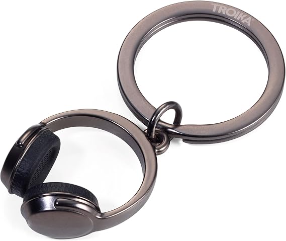 Troika Headphone KR17-07/GM Key Fob - Headphones - Cast Metal/Silicone - Trend: Music - Listen to Music - Gunmetal Grey - The Original