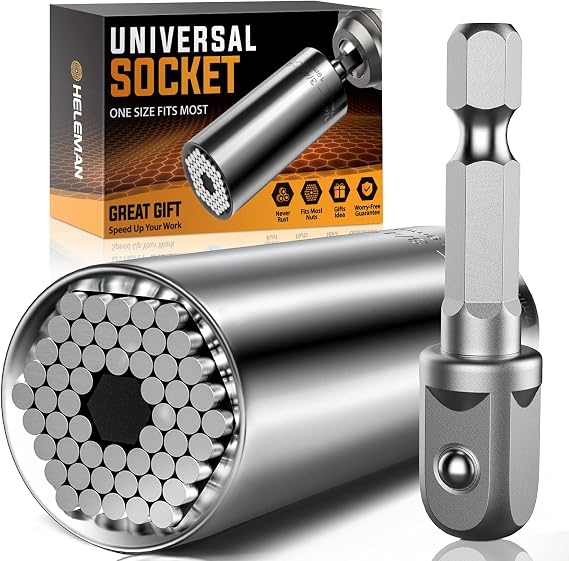 Christmas Stocking Stuffers for Men Super Universal Socket Tools Men Gifts | Socket Set with Power Drill Adapter(7-19 MM), Cool Stuff Gadgets Birthday Gift for Him Dad Husband Adults Who Have Everything