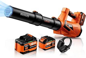 17000 RPM Cordless Leaf Blower with DECERK 7.8AH Battery - 530CFM Powerful Brushless Motor for Lawn Care, 5-Speed Turbo Electric Blower for Dust, Wet-Leaves, Car, Gutters, Lightweight Garden Tool