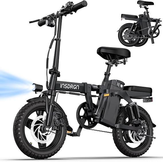 INSDRGN Electric Bike for Adults and Teens,14" with 650W Peak Motor | Folding Adult E Bike,20MPH,28Miles Range,Advanced 9-Point Suspension & Dual Disc Brake,Removable Battery,UL 2849 Certified
