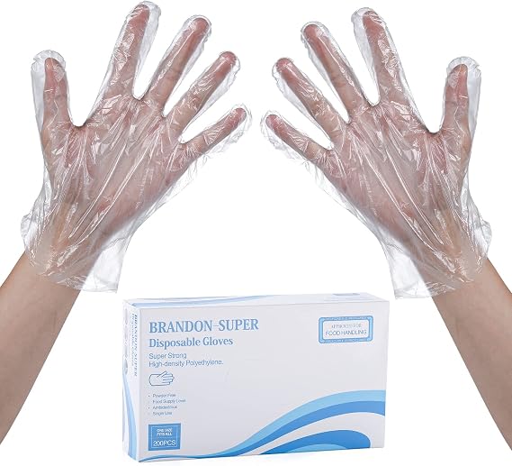 Brandon-super Disposable Food Gloves - Food Handling, Cooking, Kitchen Cleaning and hygien 200 Count (Pack of 1)