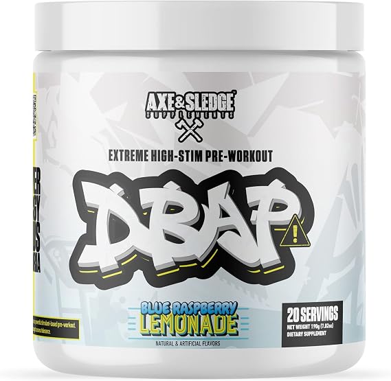 DBAP Extreme High Stim Pre-Workout Powder | 400mg Caffeine | Beta Alanine, Betaine Anhydrous, Electrolytes & Focus | High Stimulant Pre Workout Supplement | 20 Servings,Blue Raspberry Lemonade