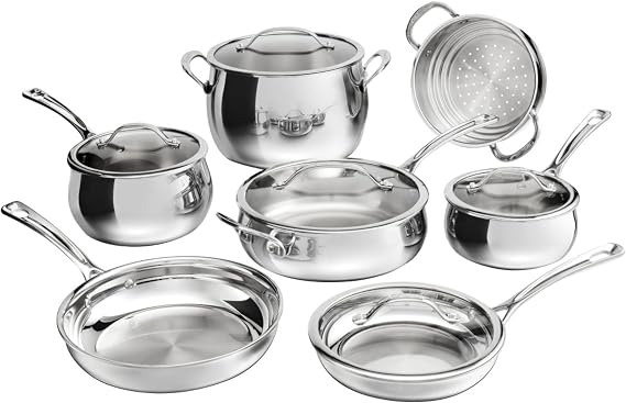 Cuisinart 12-Piece PureCladTM Triple-Ply Stainless Steel Cookware Set, PCT-12