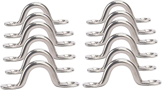 Amarine Made Stainless Steel Bimini Boat Top PAD Eye, Eye Straps, Tie Down, Kayak Deck Loops, Tie Down Anchor Point, footman's Loop for Kayak Canoe Rigging