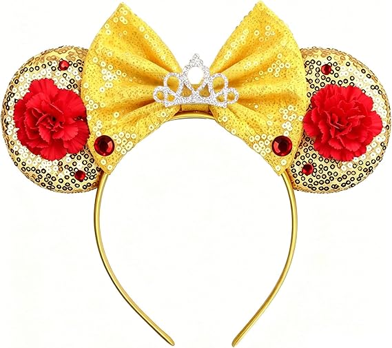 MADO Mouse Ears Headband for Women- Yellow Princess Ears for Adults teens