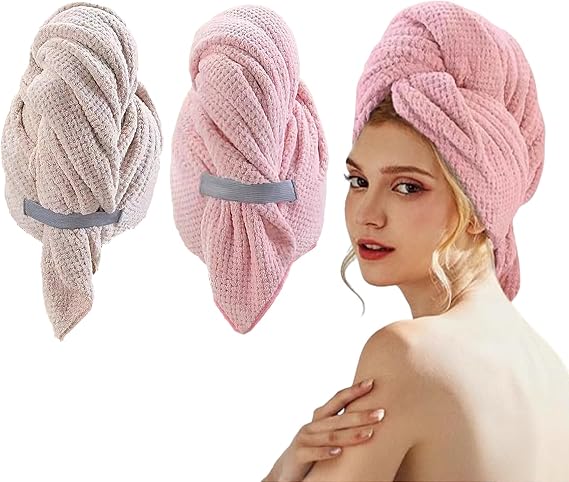 2 PCS Microfiber Hair Towel, Extra Large Hair Towel Wrap for Women Long Hair, 39.4 x 23.6 Microfiber Towels for Anti-frizz & Absorbent Quick Dry