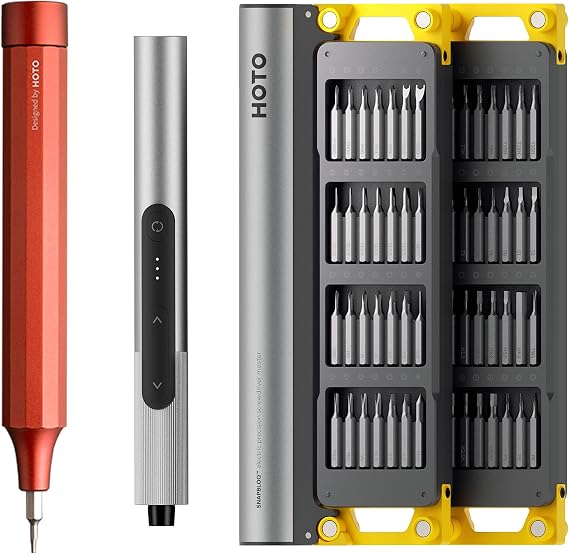 HOTO 24 in 1 Multi Bit Mini Screwdriver Set Magnetic + SNAPBLOQTM S-A01 3.7V Mini Electric Screwdriver with 56 Bits & 3 Torque Settings