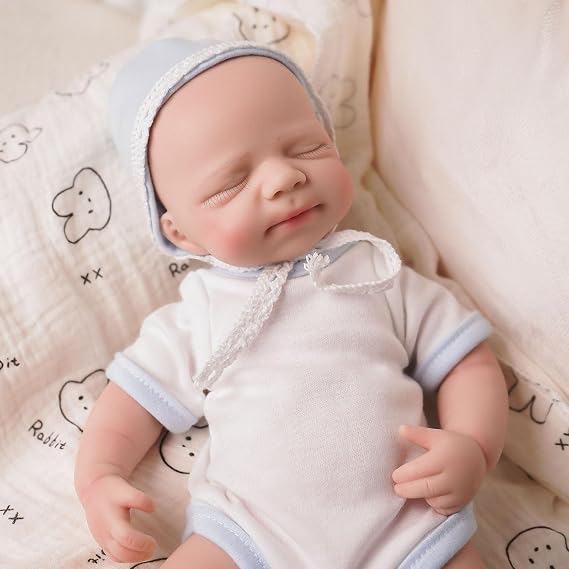 Reborn Baby Doll Silicone Full Body, 12 Inch Platinum Silicone Bathable Poseable Soft Lifelike Newborn Body Doll for 3+ Years Collectors