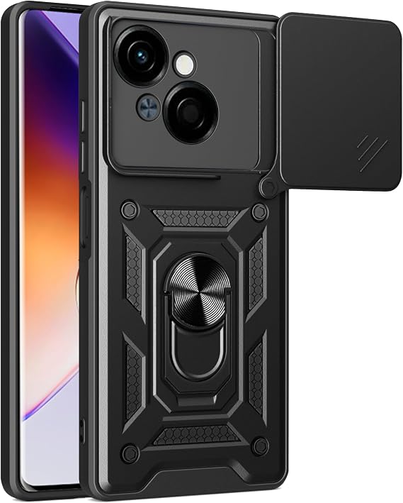 Compatible with Tecno Spark Go 1 Case Cover,Compatible with Tecno Pop 9,with Slide Camera Lens Cover Compatible with Tecno Spark Go 2025 Case Black