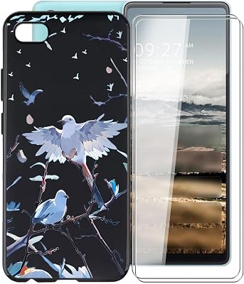 for Xiaomi Qin 2 Pro Case, with [ 2 x Screen Protector Tempered Glass Film], Black Soft Silicone Cover Shockproof Bumper Protection Case for Xiaomi Qin 2 Pro 5.05 - XT145