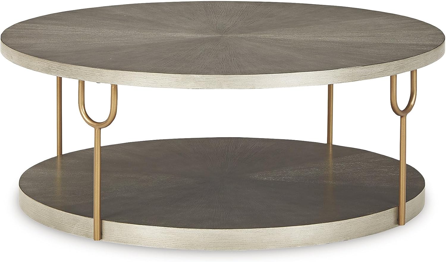 Signature Design by Ashley Ranoka Contemporary Round 42 Coffee Table, Metallic & Goldtone Finish