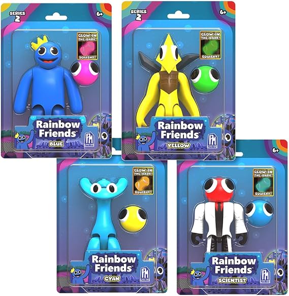Rainbow Friends - Action Figure w/Glow Squishy 4-Pack (5" Tall, Series 2)