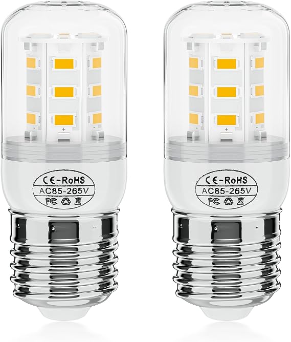 BOGDA Upgraded KEI D34L Refrigerator Bulb 5304511738 LED Refrigerators Light Bulbs Fit for Frigidaire Kenmore, RefrigeratorS Light Bulb Replacement (3.5W 85V-265V E27 Warm Light)-2Packs