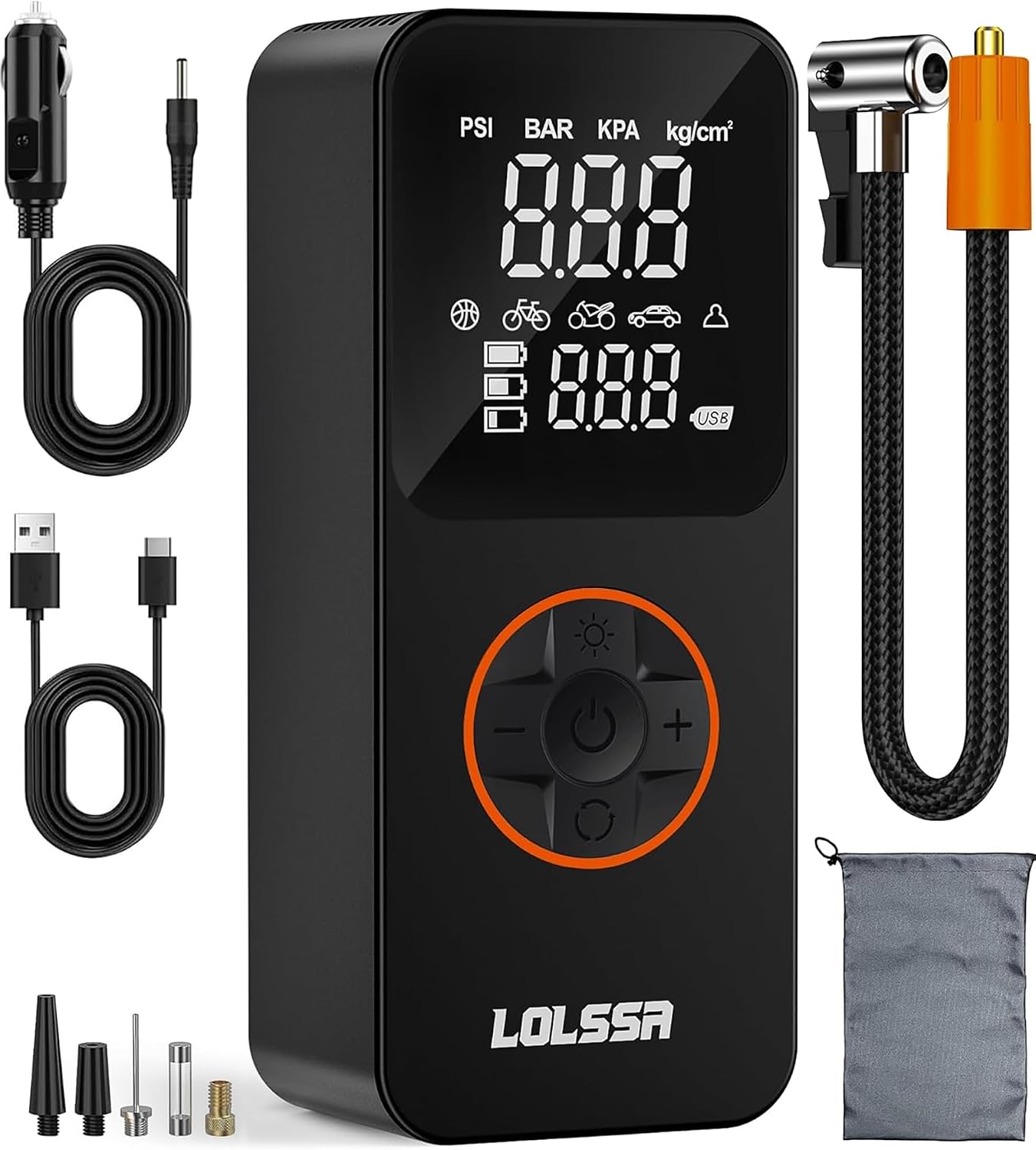 Tire Inflator Portable Air Compressor-Air Pump 20000mAh & 150PSI Cordless Electric for Car, Motorcycle, Bike, Ball, with Tire Gauge Pressure, Dual-Use Type Black