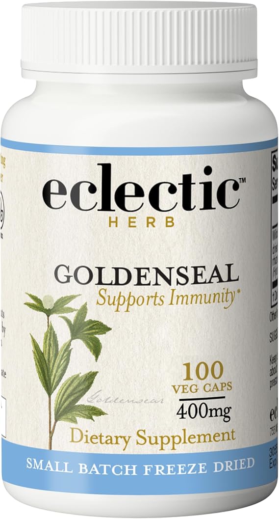 Eclectic Herb - Goldenseal Capsules | Supports Immunity, Healthy Sinuses + Mucous Membrane Health | Herbal Supplement | Vegan, Non-GMO, Gluten Free, Freeze-Dried (100 CT | 400 mg)