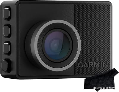 Garmin Dash Cam 57, 1440p, 140-degree FOV, Remotely Monitor Your Vehicle While Away with New Connected Features, Voice Control, Compact and Discreet, Includes Memory Card and Signature Series Cloth