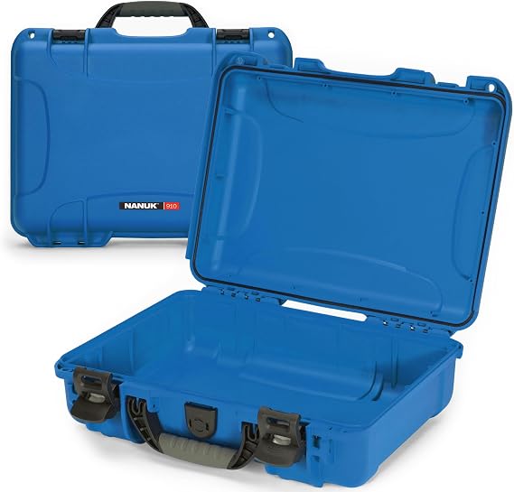 NANUK 910 Empty Waterproof Hard Case 14.3 x 11.1 x 4.7, Protective Case for Gear Impact-Resistant, Dustproof, Airline Carry-On Approved Made in Canada, Blue
