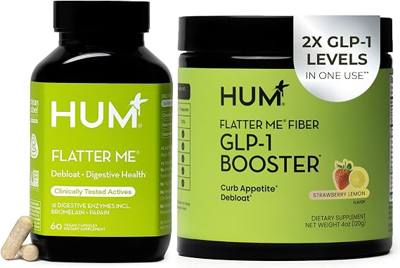 HUM Flatter Me Extra Strength Digestive Enzymes Flatter Me Fiber Supplement