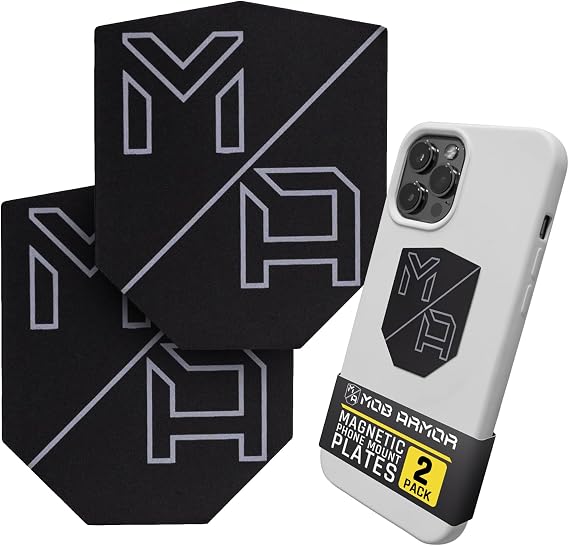 Mob Armor MobNetic Phone Mount Plates, Black (2 Pack) | Universal Smartphone Mounting Plates, Compatible w/ Mob Magnetic Car Phone Mounts, Vehicle Accessory for Cellphones