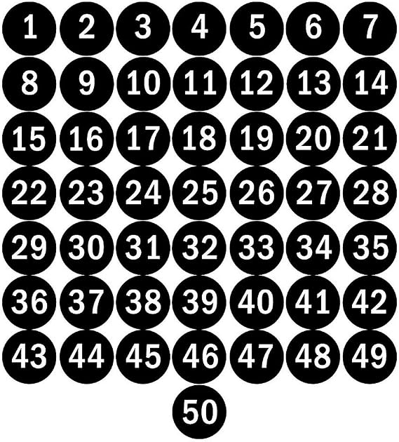NAVADEAL 2" & 3 Round Number 1-50 Adhesive Stickers in Blue, Red, Black, Green - Inventory Storage Labels, Great for Marking Bins or Toolbox for Daily Use in School, Office, Workshop