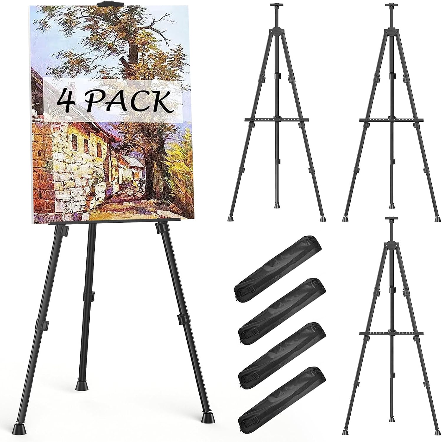 Easels for Painting Canvas, Aredy 66 Art Easel for Drawing, Portable Painting Easel Stand, Metal Table Top Easel 4 Pack