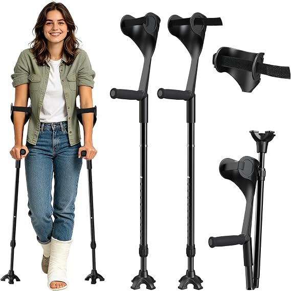 Folding Forearm Elbow Crutches for Adults, Ergonomic, 4'11"-6'1"