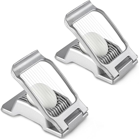 2PCS Egg Slicer Heavy Duty Aluminium Alloy Strawberry Slicer Multipurpose Manual Egg Cutter for Hard Boiled Eggs Ham Mushroom Soft Fruit