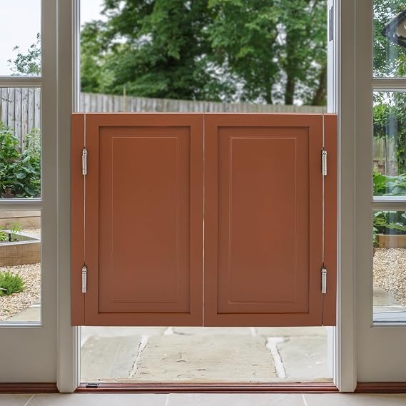 Swinging Door Cafe Doors, Solid Wood Swinging Saloon Doors. Interior Swing Door with Metal Hinges for Hallway Bar Kitchen Entrance Partition (Brown, 39.37"X35.43")