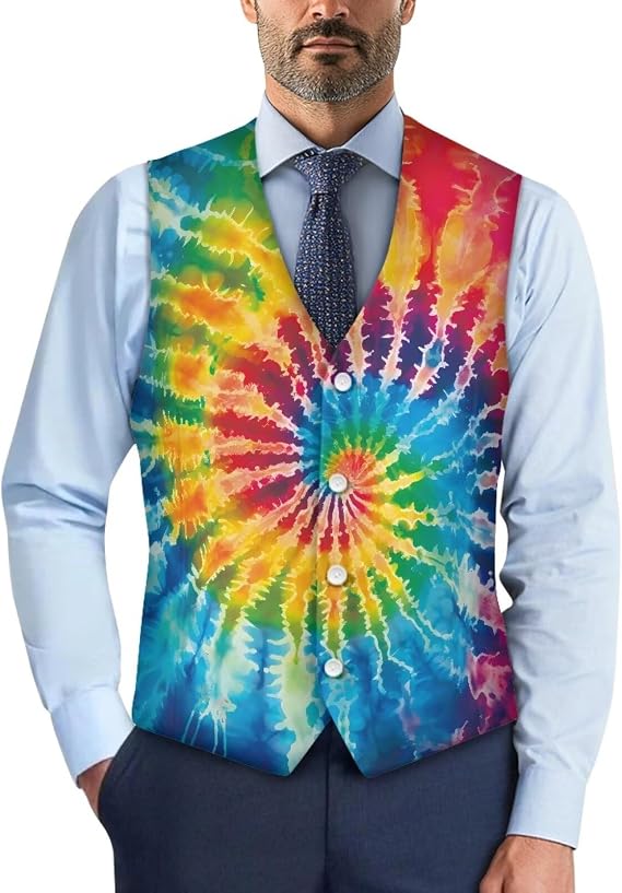 Mens Vest Regular Fit Waistcoat Big and Tall Suit Vest V-neck Button Down Formal Wear Sleeveless Waistcoat